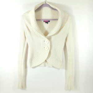 Say What? Chunky Knit Long Sleeve Button Sweater Women's Small Cream
